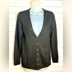 Ann Taylor Black Cardigan Sweater V-Neck Knit/size XS